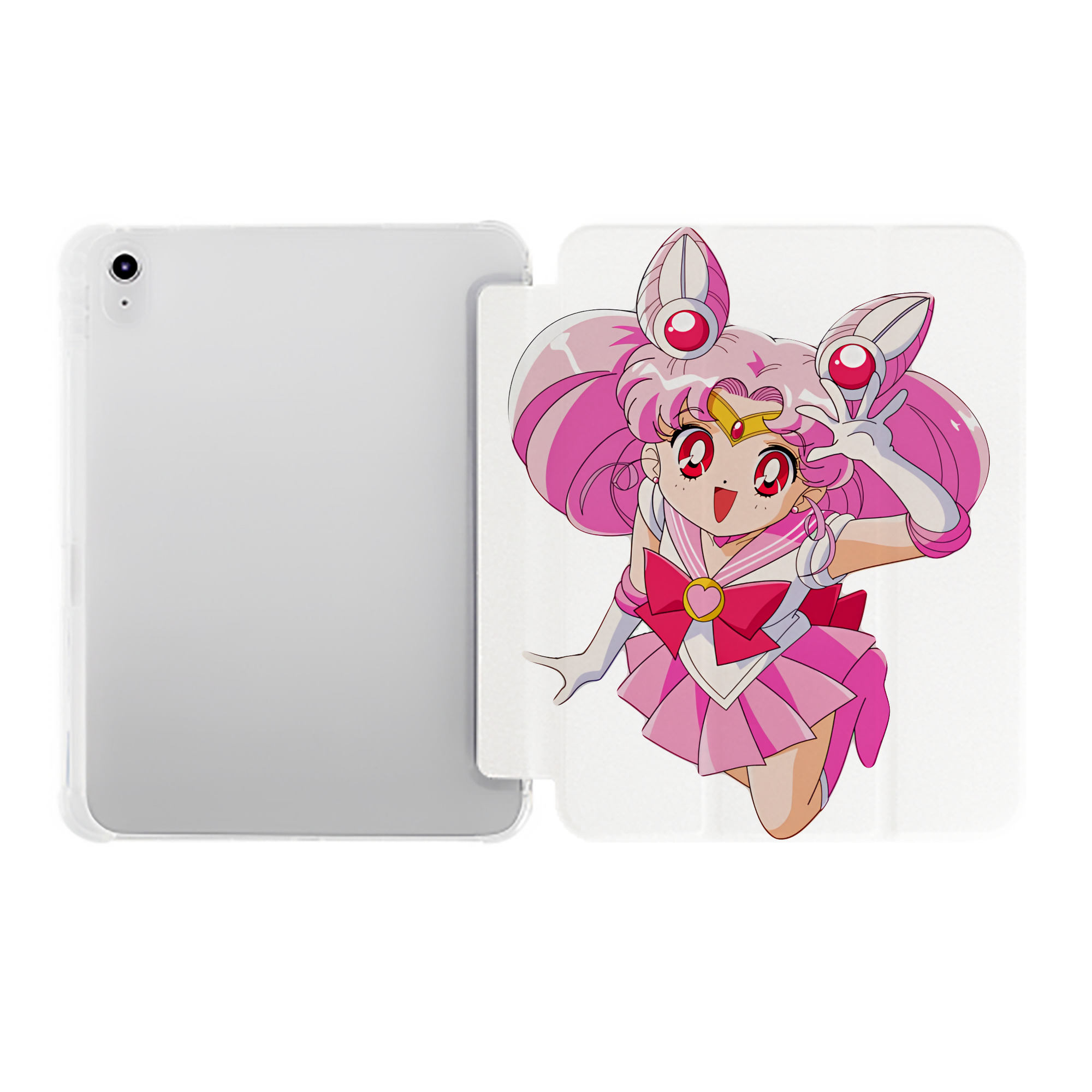 （画像用） 美少女戦士セーラームーン ちびうさ Sailor Moon Chibiusa Tsukino Usagi Small Lady Serenity IPad ケース ペン収納付き 三つ折りスタンド PUレザー×シリコン 対応機種9.5/10.5/10.9インチ